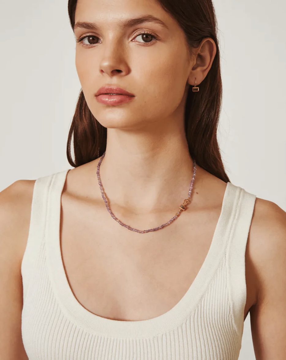 Bezel Wrapped Bead Necklace