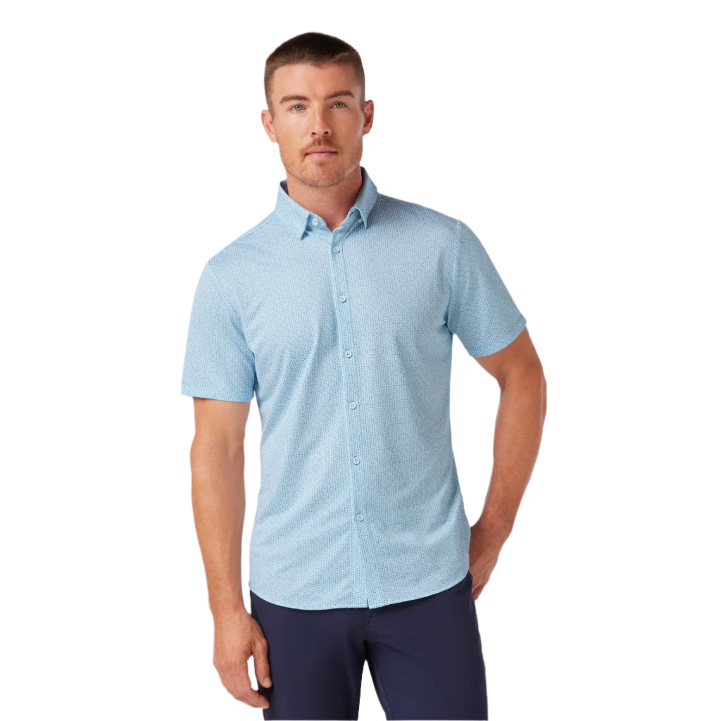 Halyard Short Sleeve Dress Shirt - Light Blue Circle Montage