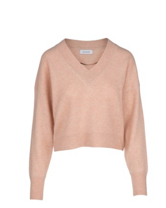 Cropped V Neck Pullover