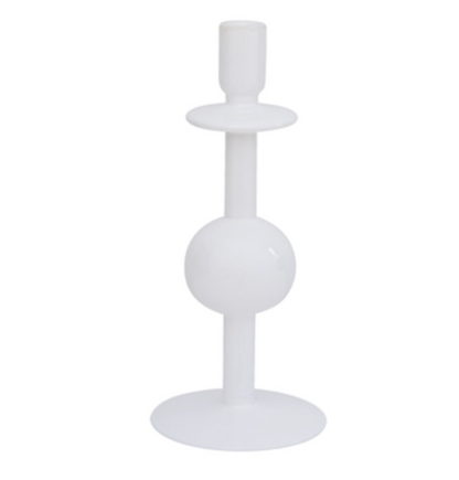 Single Bulb Recycled Glass Candle Holder - White