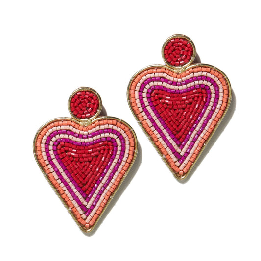 Rosie Heart Outline Earrings Red