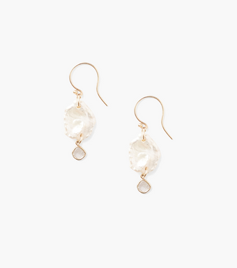 Keshi Pearl + Diamond Slice Earrings 