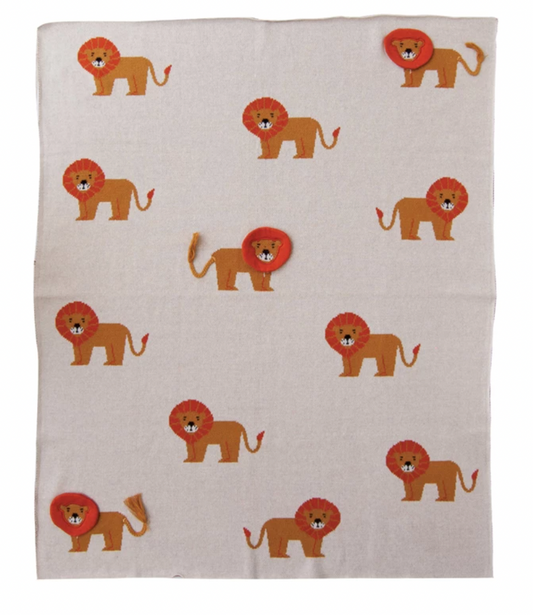 Cotton Knit Baby Blanket | Lions