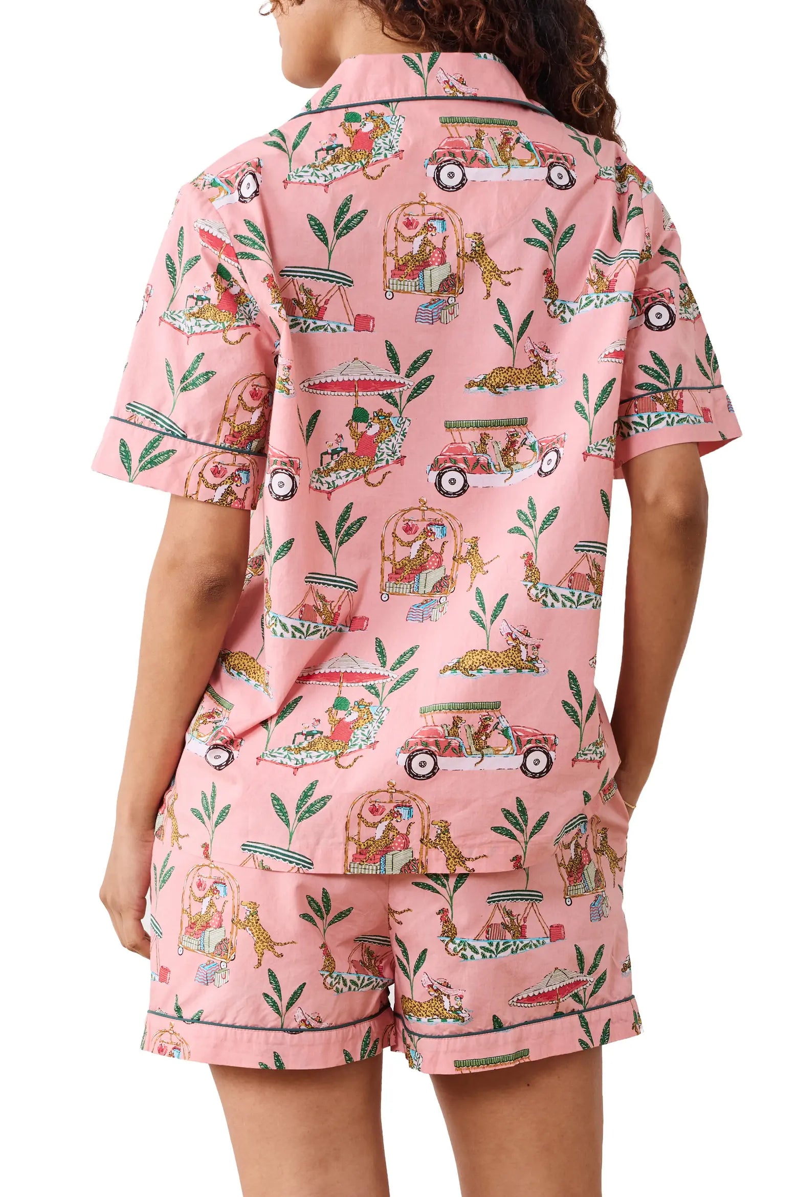 Short PJ Set - Cabana Cats | Peach Daiquiri
