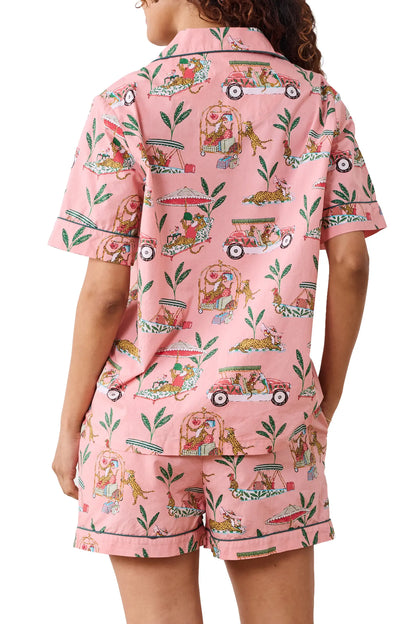 Short PJ Set - Cabana Cats | Peach Daiquiri
