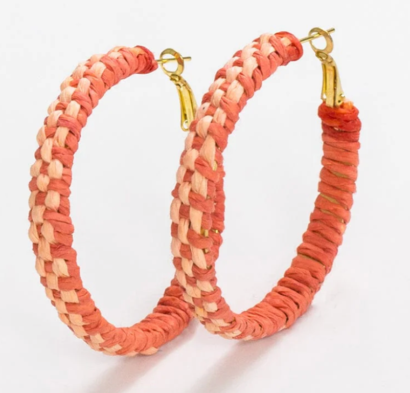 Holly Woven Raffia Hoops