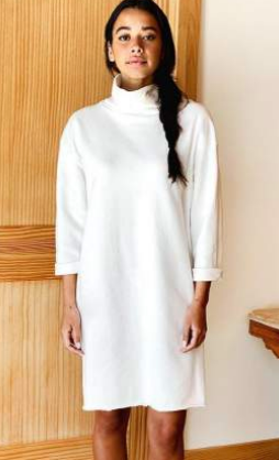 Raw Edge Turtleneck Dress