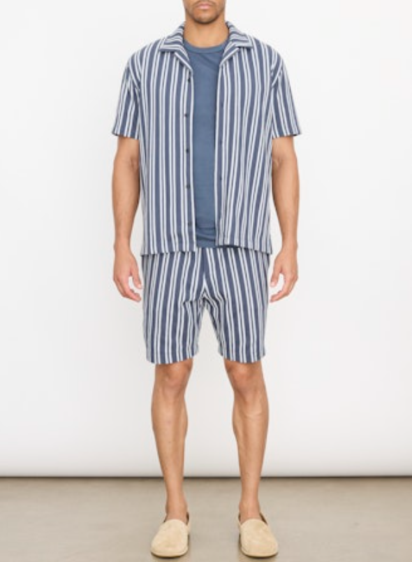 Jacquard Stripe Short Sleeve Button Down