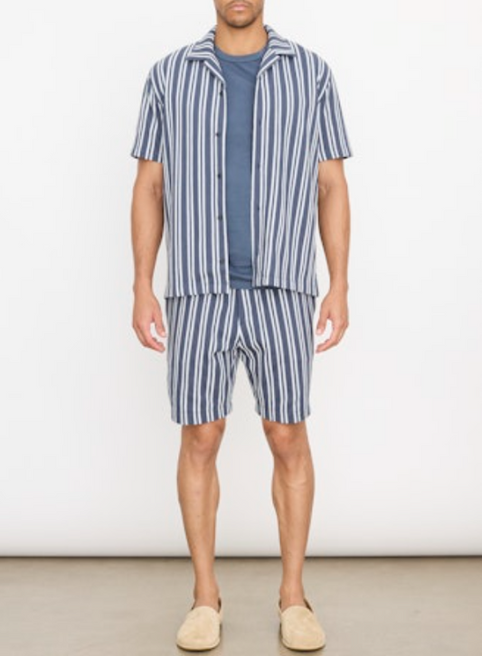Jacquard Stripe Short Sleeve Button Down