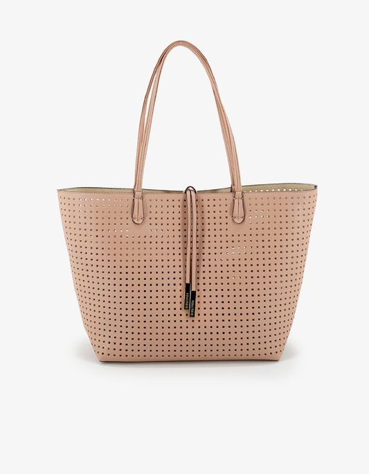 Perforated Departure Tote - Ballet Pink | Cream