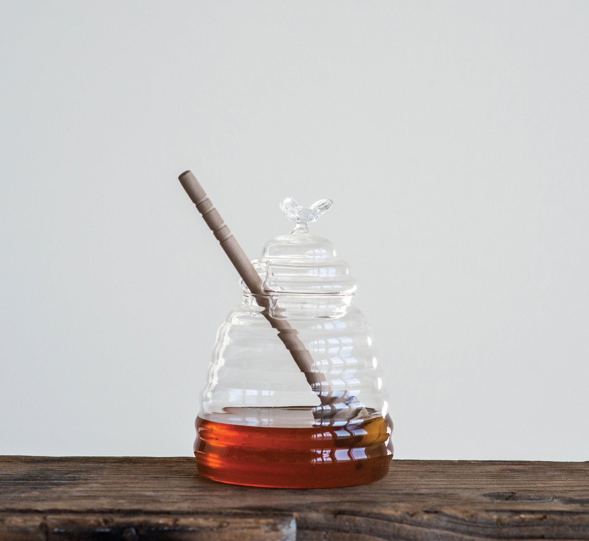 Honey Jar with Wood Honey Dipper