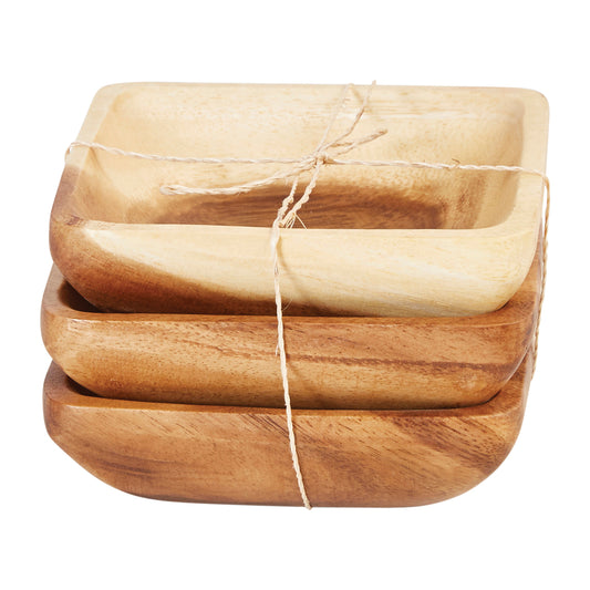 Acacia Wood Bowls - Square - Set of 3