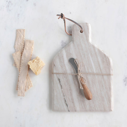 Marble Cheese Board with Canape Knife