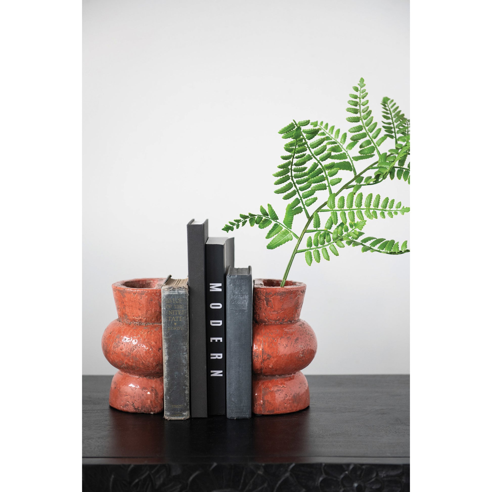 Terra Cotta Vase Bookends Pair