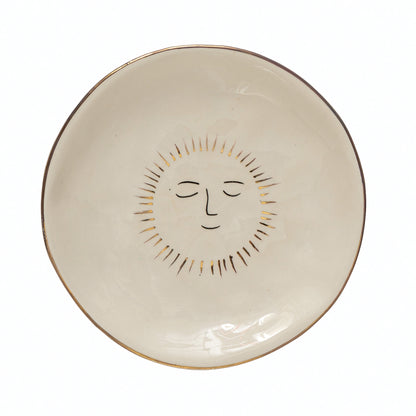 Stoneware Plate w Gold Sun