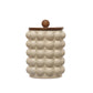 Stoneware Canister with Raised Dots and Acacia Wood Lid