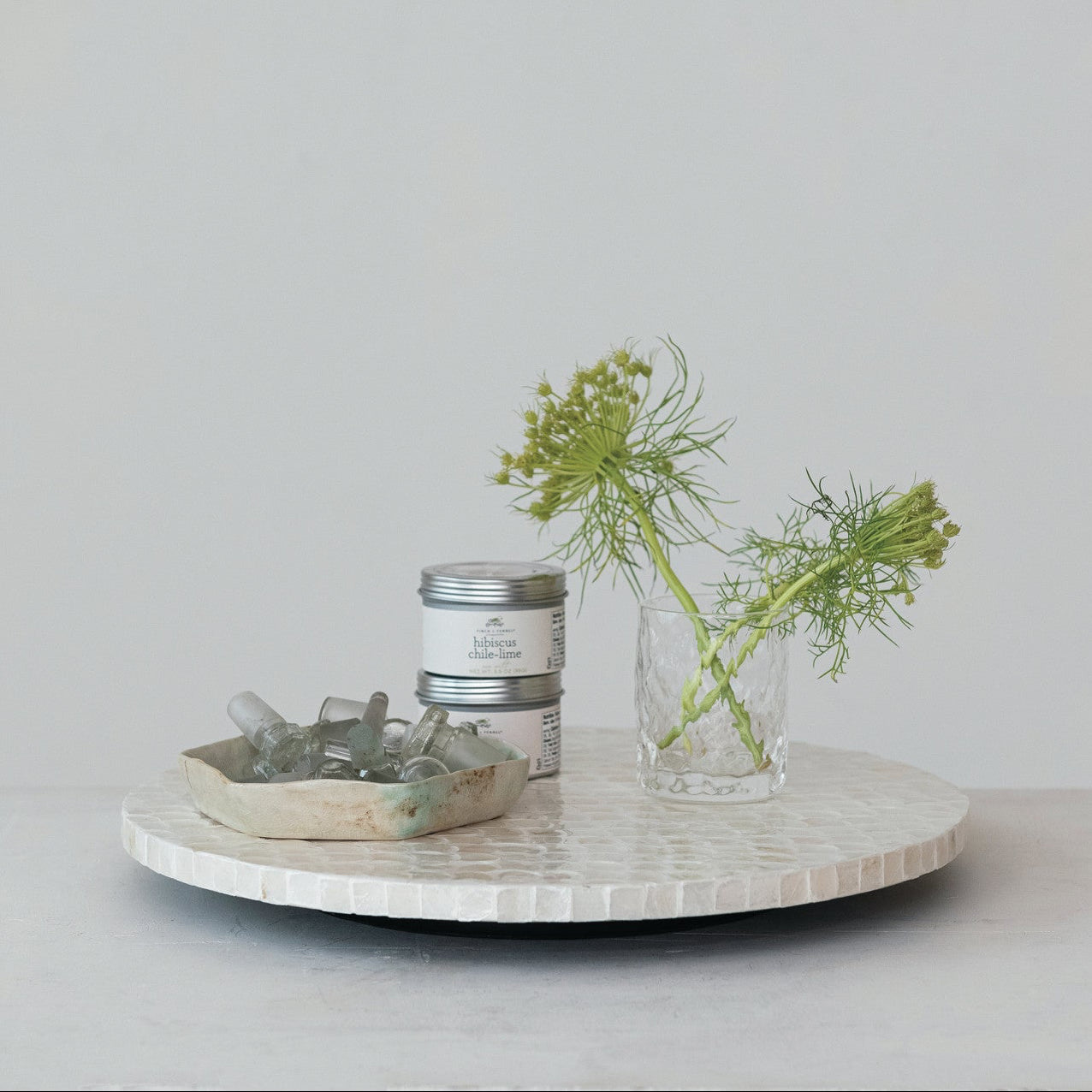 Capiz & MDF Lazy Susan - Cream | Natural