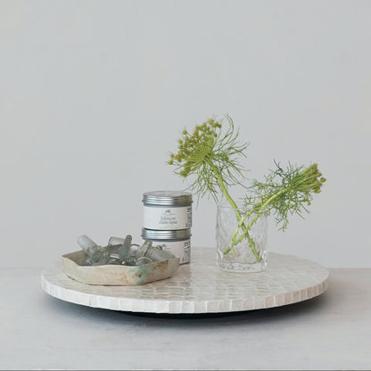 Capiz & MDF Lazy Susan - Cream | Natural