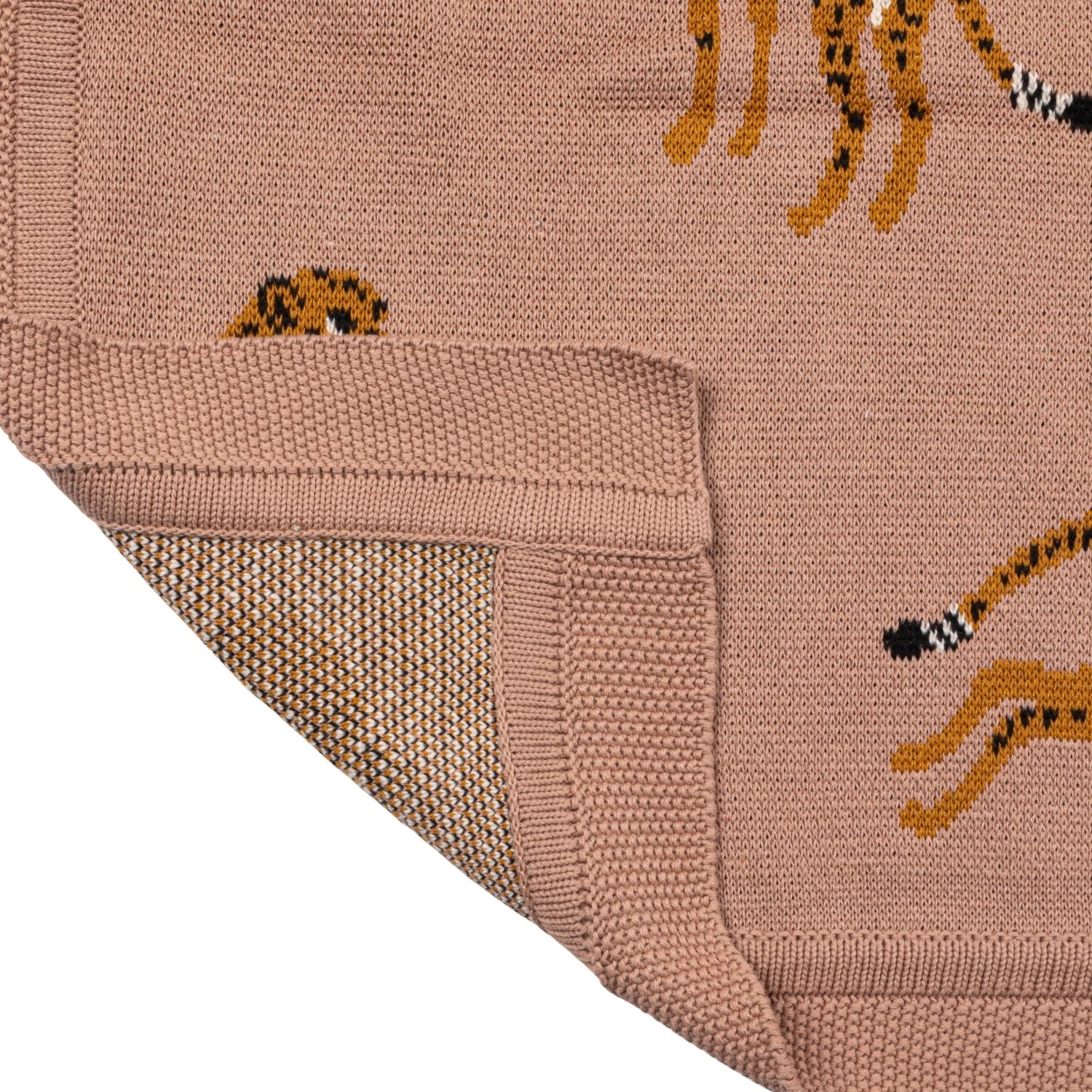 Cotton Knit Throw with Cheetahs