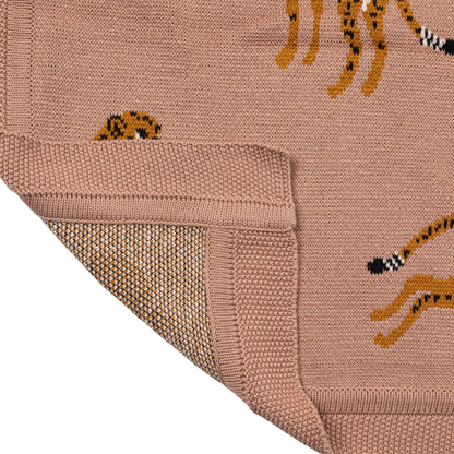 Cotton Knit Throw with Cheetahs