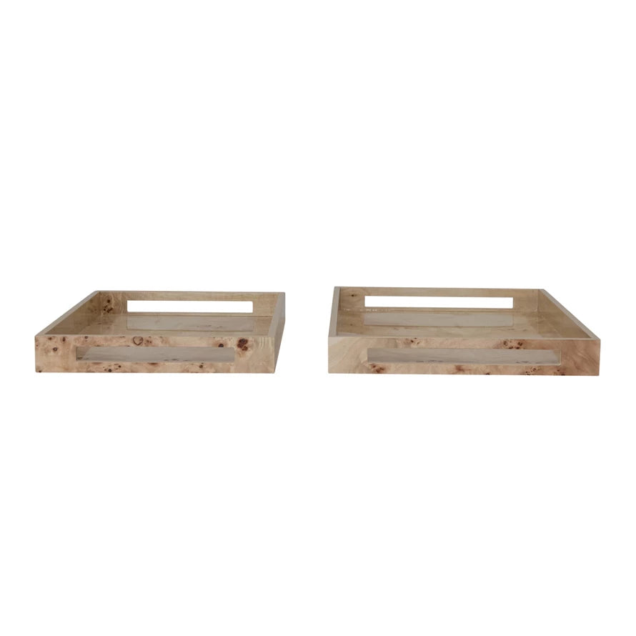 Burl Wood Veneer Tray