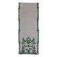 Woven Cotton Slub Table Runner w/ Embroidery - Cream & Green