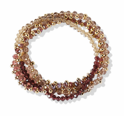 Glass Brass Stretch Bracelet S/3