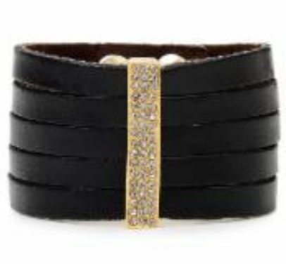 Pave Bar Leather Bracelet
