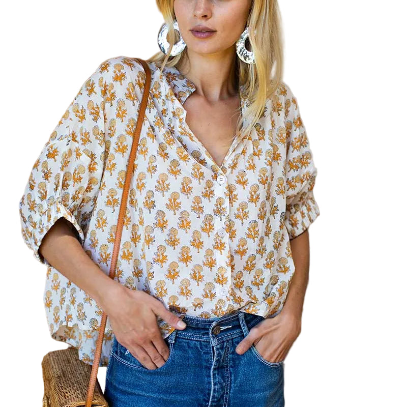 Mandarin Collar Top - Little Marigolds Organic | One Size