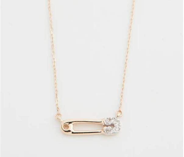 Super Tiny Pave Safety Pin Necklace