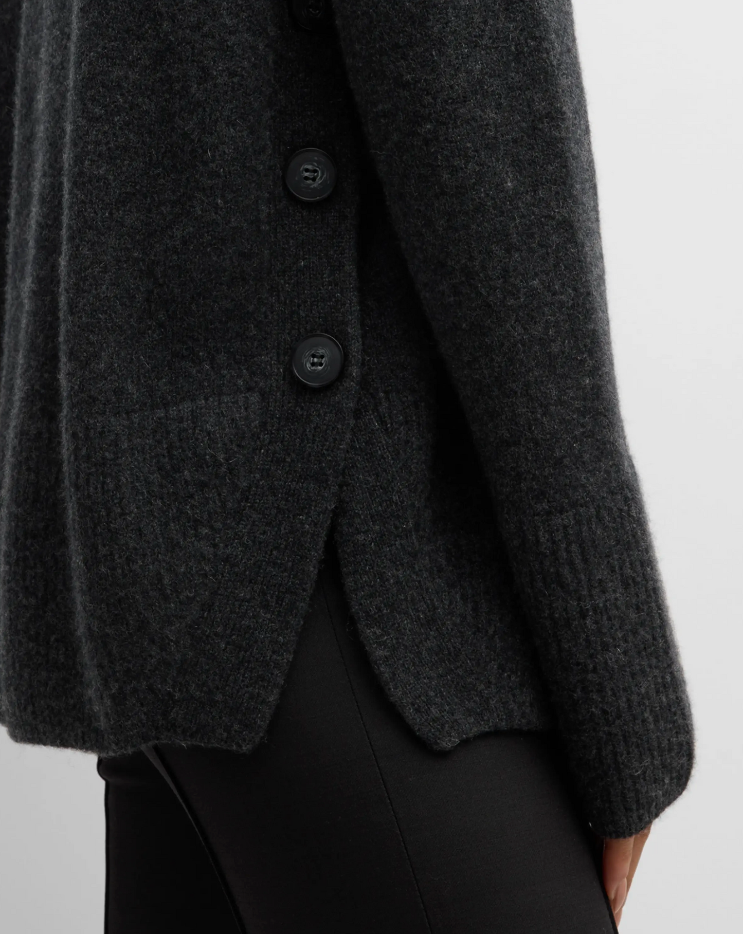 Cashmere Side-Button Turtleneck