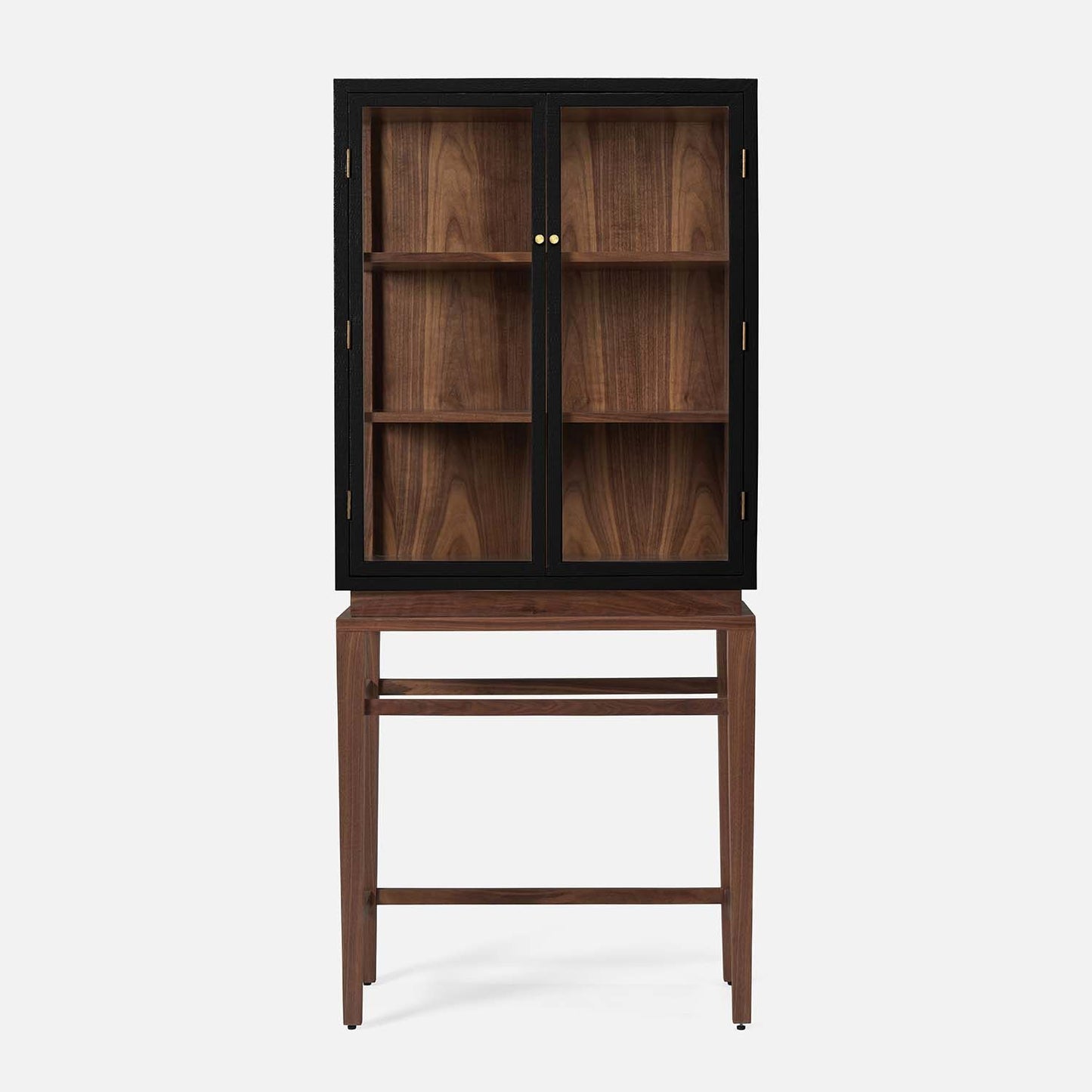 Crowder Cabinet - Black Faux Raffia | Walnut