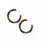 Game Day Crystal Threaded Beads Hoop Earrings | Black + Gold