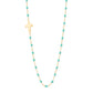 Side Cross Charm Necklace - 16.5" - YG