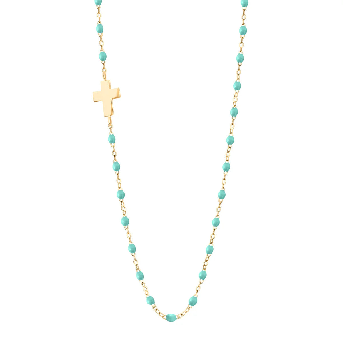 Side Cross Charm Necklace - 16.5" - YG