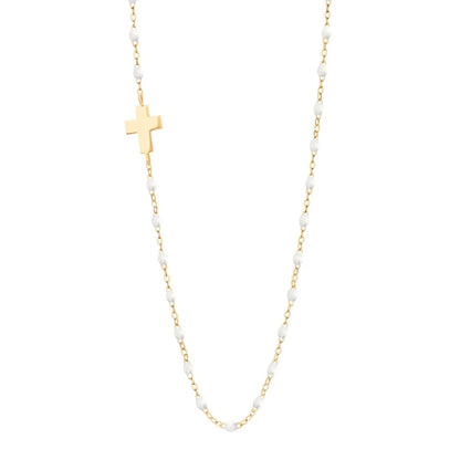 Side Cross Charm Necklace - 16.5" - YG