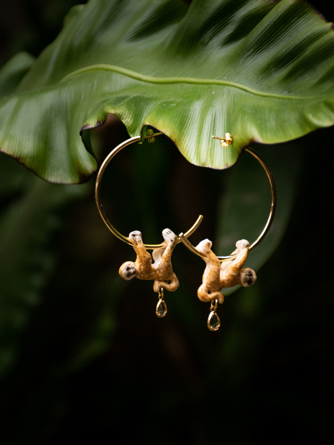 Perched Gibbon Earring