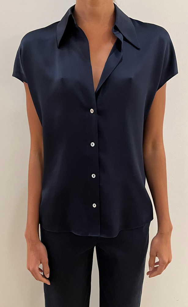 Cap Sleeve Ruched Back Blouse