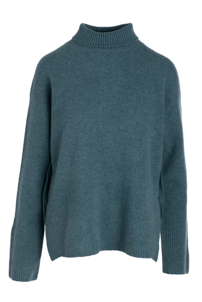 Cashmere Side-Button Turtleneck