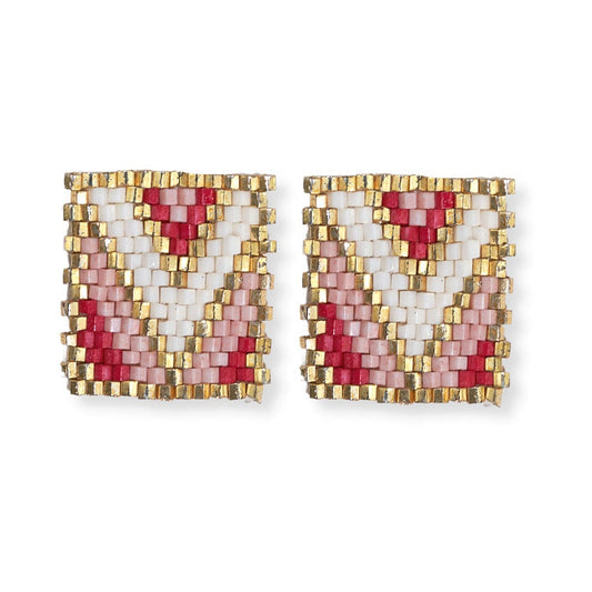 Kallie Rectangle Post Beaded Earrings