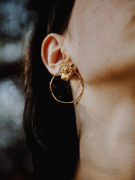 Round Earrings - Leopard