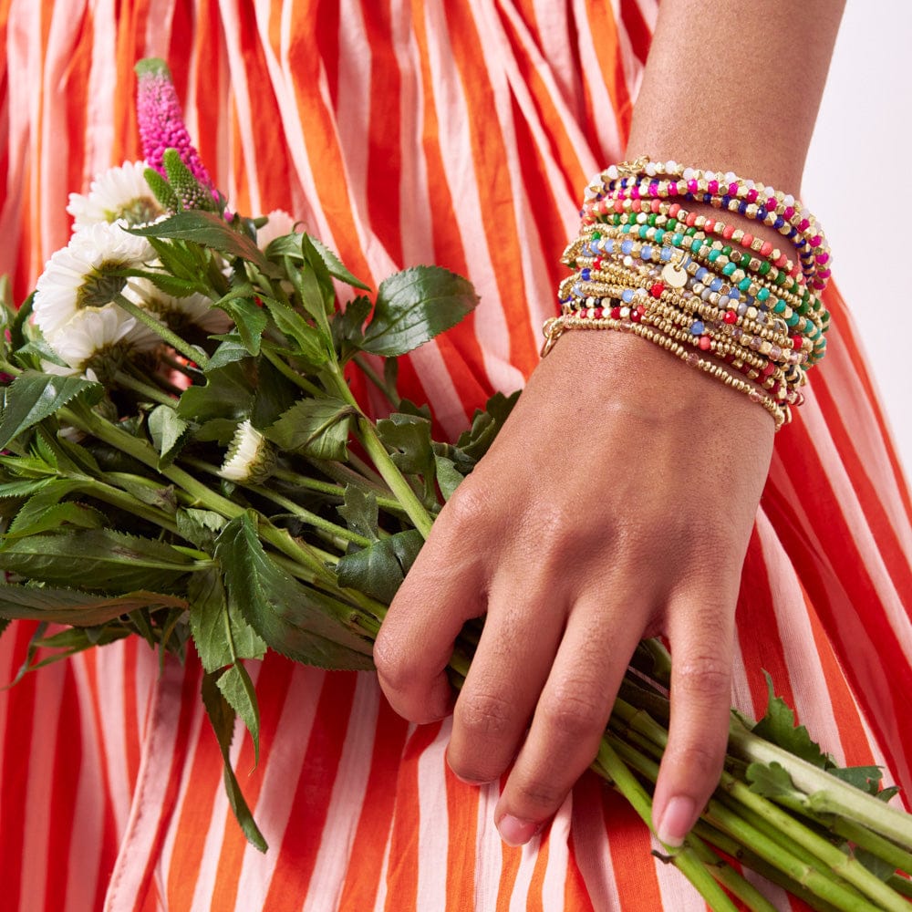 Louise Crystal Gold Stretch Ball Bracelet