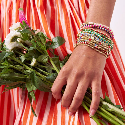 Louise Crystal Gold Stretch Ball Bracelet