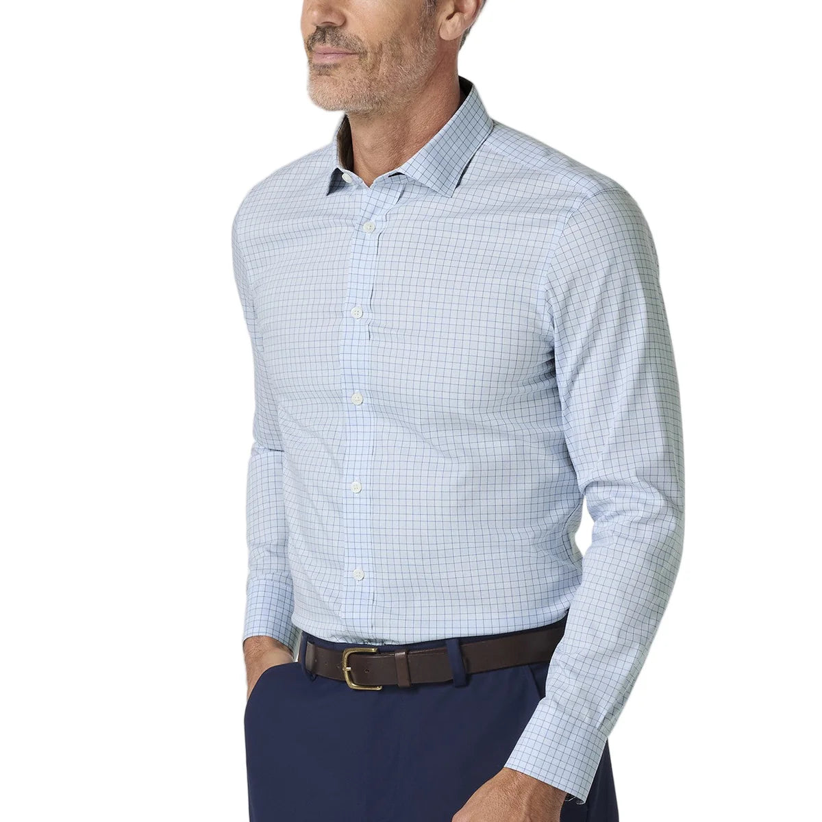 Hilton LS Dress Shirt - Sky Copper Plaid