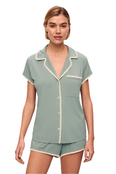 Frida Shortie PJ Set - Eucalyptus | Ivory