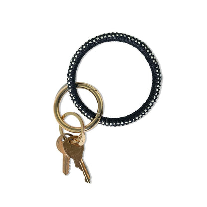 Shannon Two Color Woven Raffia Key Ring