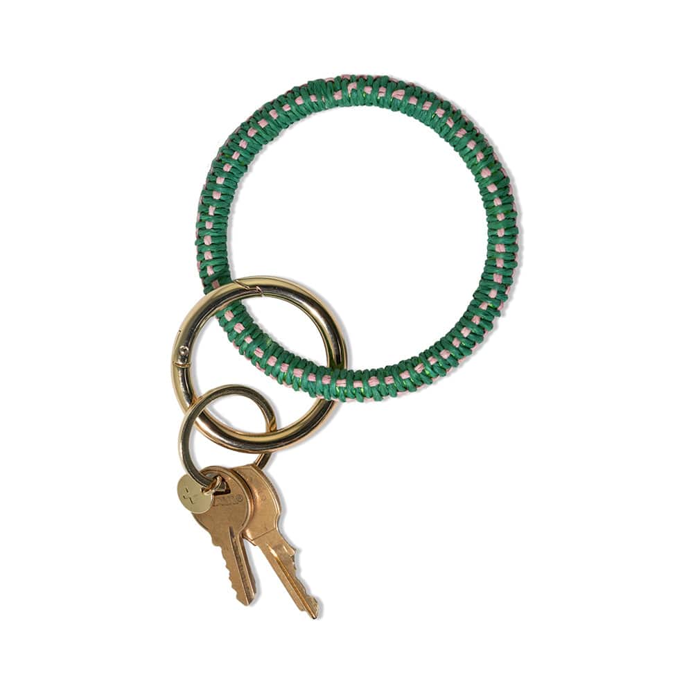 Shannon Two Color Woven Raffia Key Ring