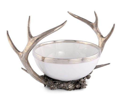 Pewter Antler Rack Acorn Bowl