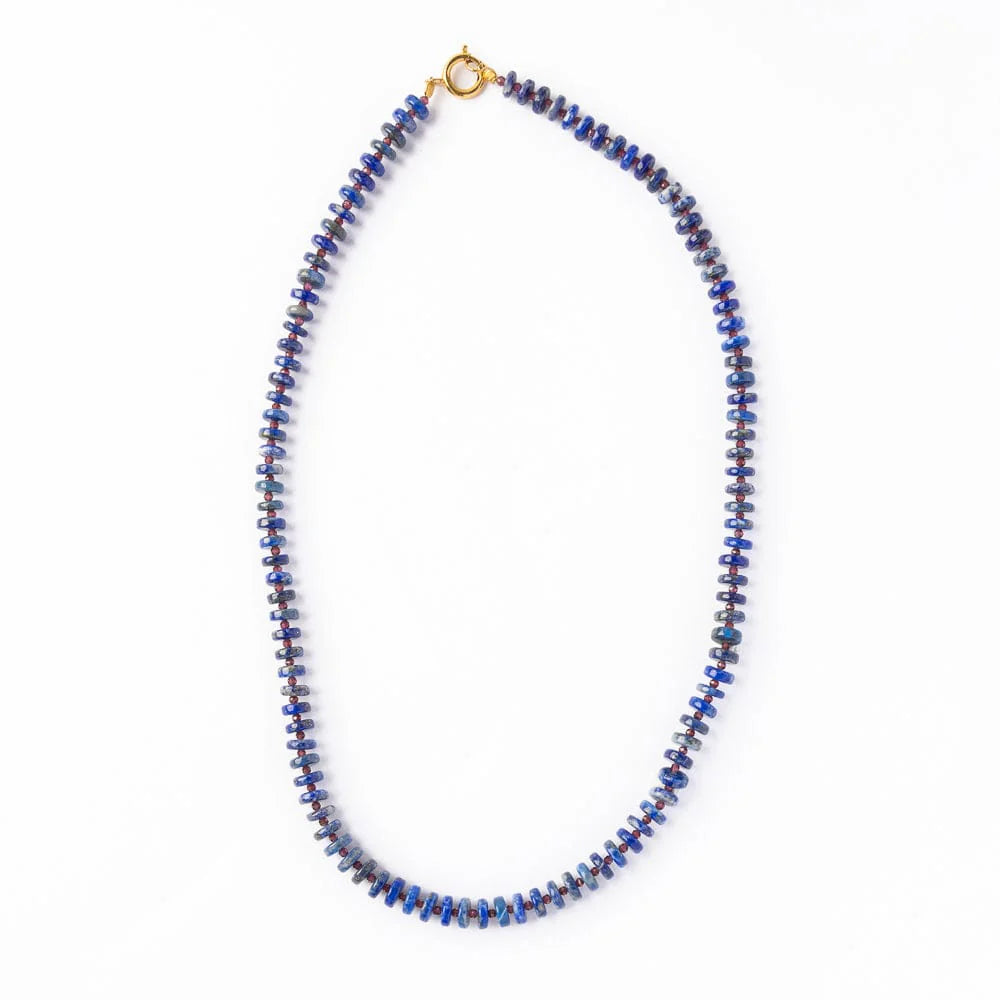 Vivianne Lapis With Garnet Necklace 18"