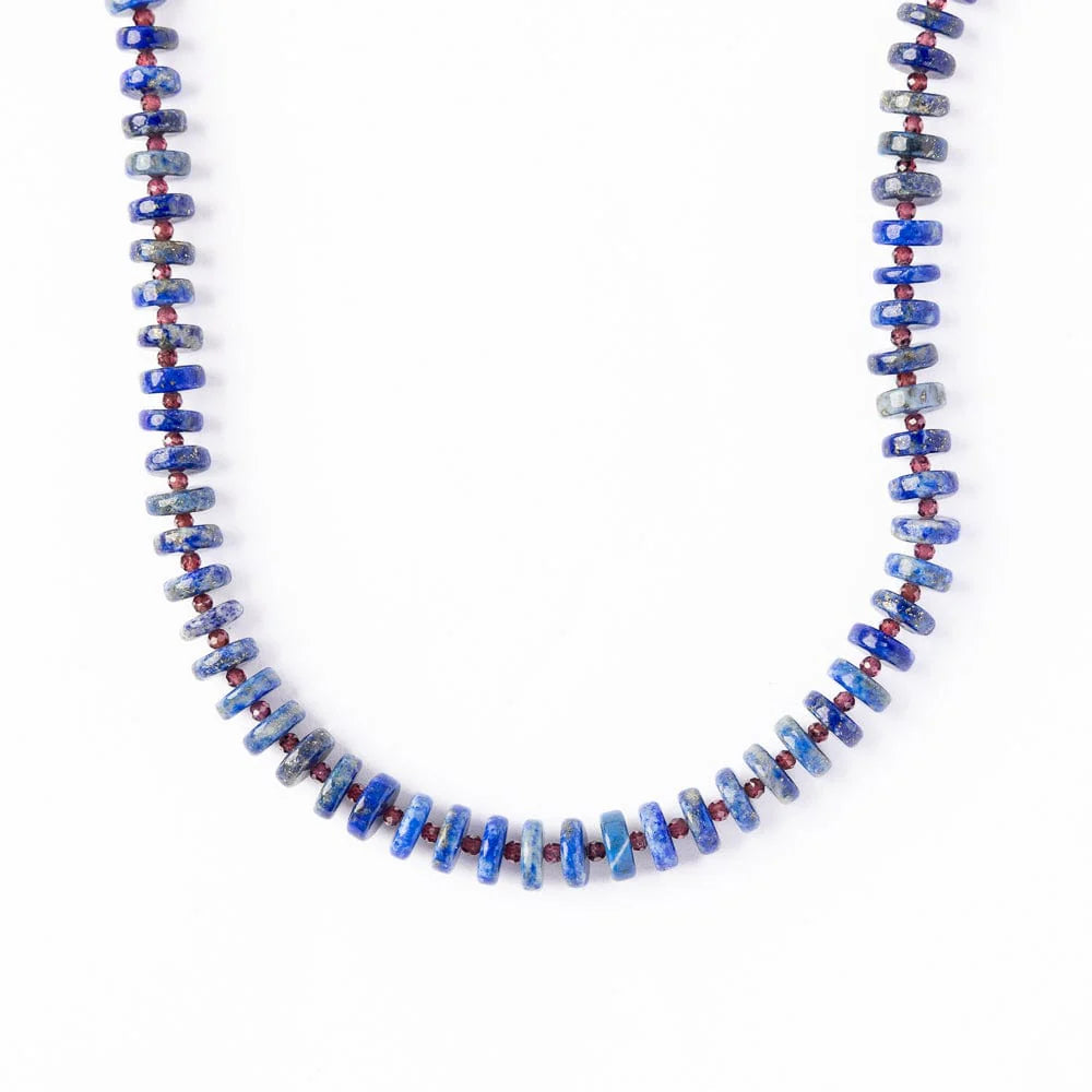 Vivianne Lapis With Garnet Necklace 18"